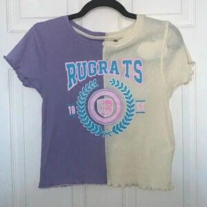 Nickelodeon Rugrats  Purple Cream Crop Tee Size L